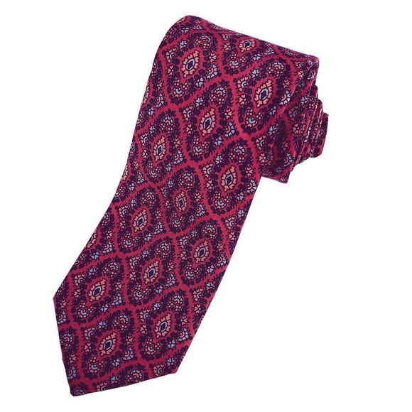 Lanvin Paris Tie 3 Inch Wide Deep Red Burgundy Silk NWOT Narrow - Picture 5 of 13